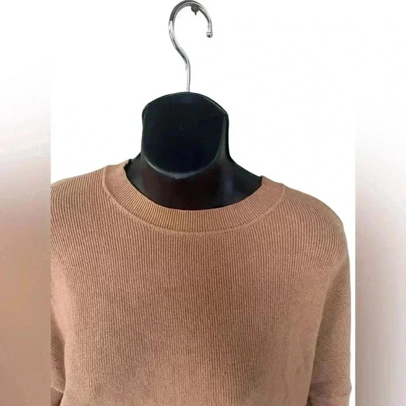 Polagram KNIT STRIPE LONG SLEEVE TOP AND PANTS SET tan cream wide leg oversized - Picture 7 of 9